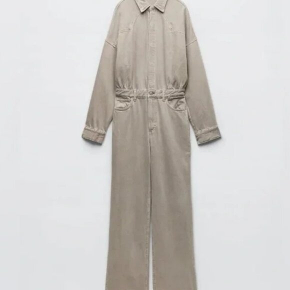 Zara TRF Long Denim Jumpsuit - Picture 6 of 10